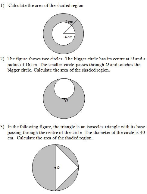 Area Of Shaded Regions That Involve Circles (worksheets And Solutions)