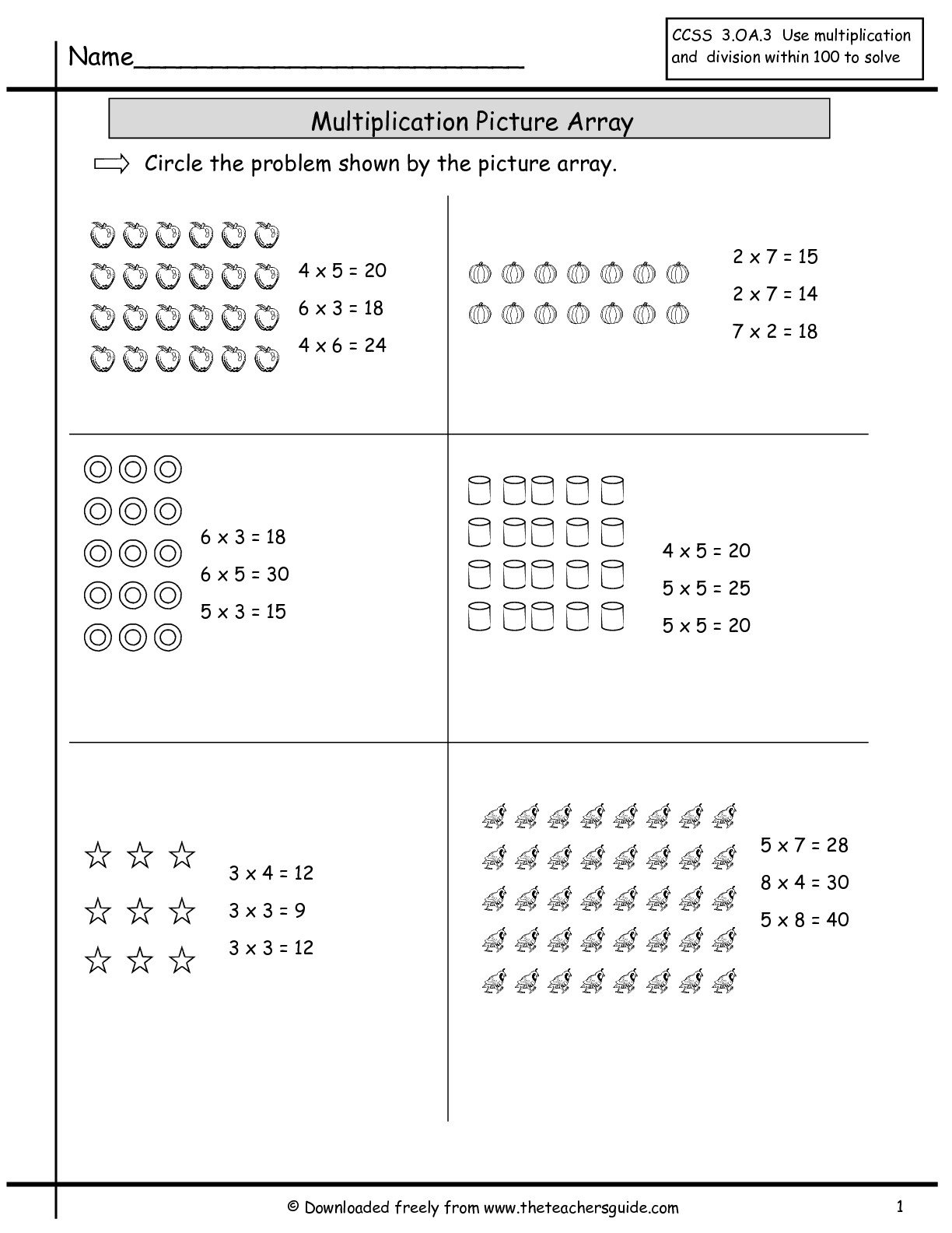 Array Worksheets For Third Grade