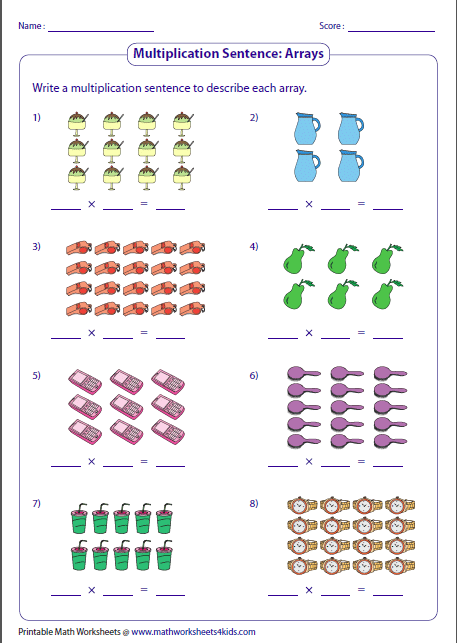 Array Worksheets Multiplication Models Worksheets