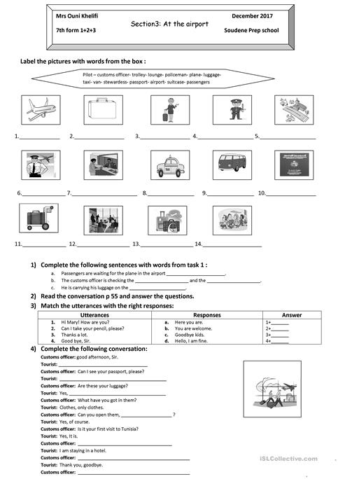 At The Airport Worksheet