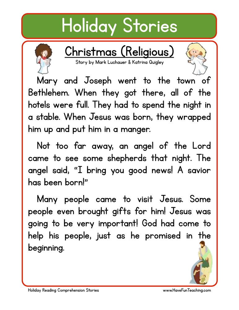 Christmas Worksheet Reading Comprehension Free