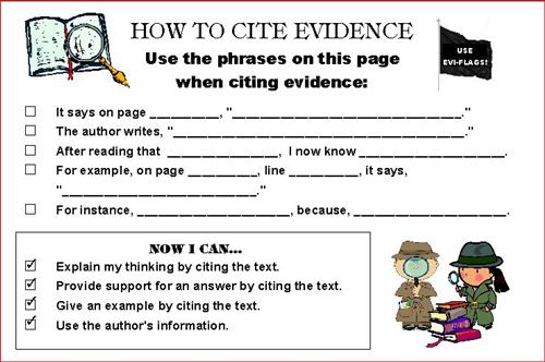 Citing Textual Evidence Worksheet Citing Textual Evidence