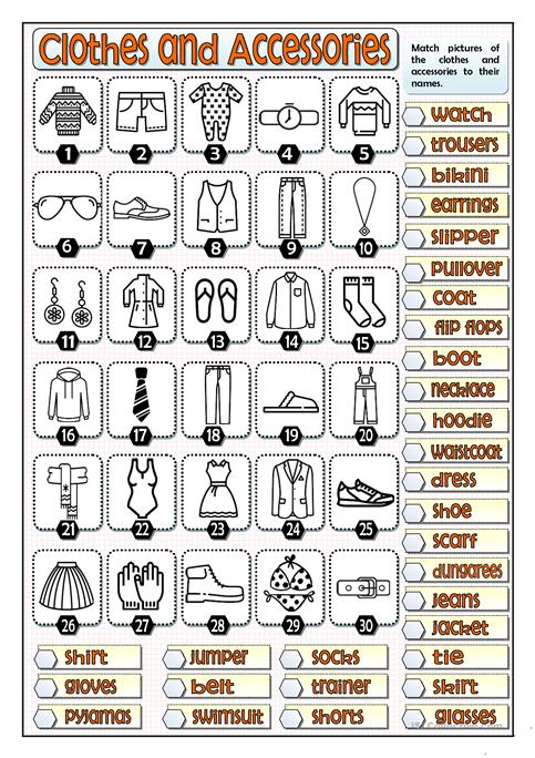 Clothes And Accessories Worksheet