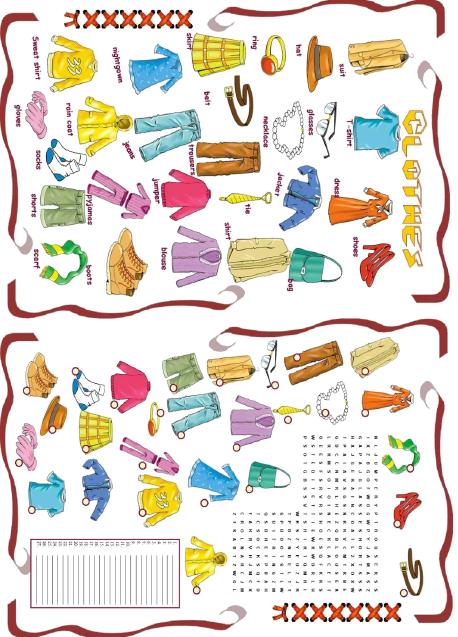 Clothes, Footwear And Accessories Worksheet
