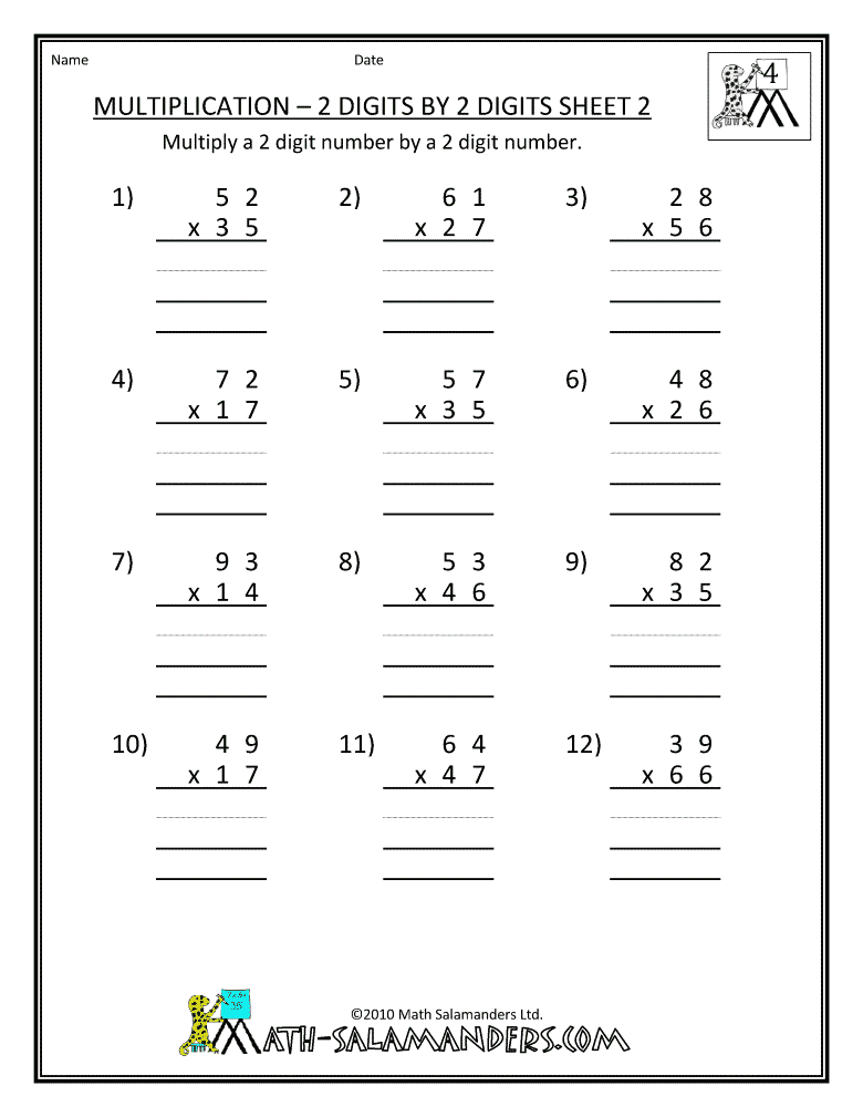 Collection Of Advanced Multiplication Worksheets 4th Grade
