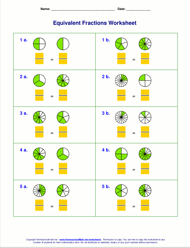 Collection Of Free Printable Math Worksheets Equivalent Fractions