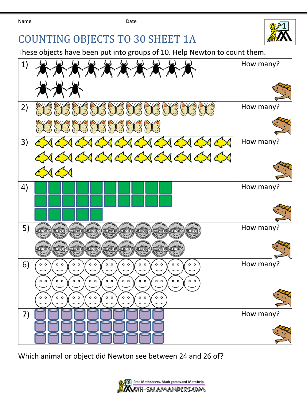 Collection Of Math Worksheets Counting Objects To 20