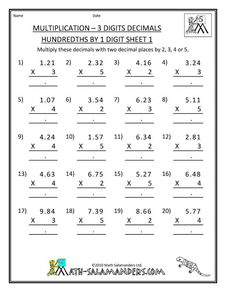 Collection Of Math Worksheets For 5th Grade