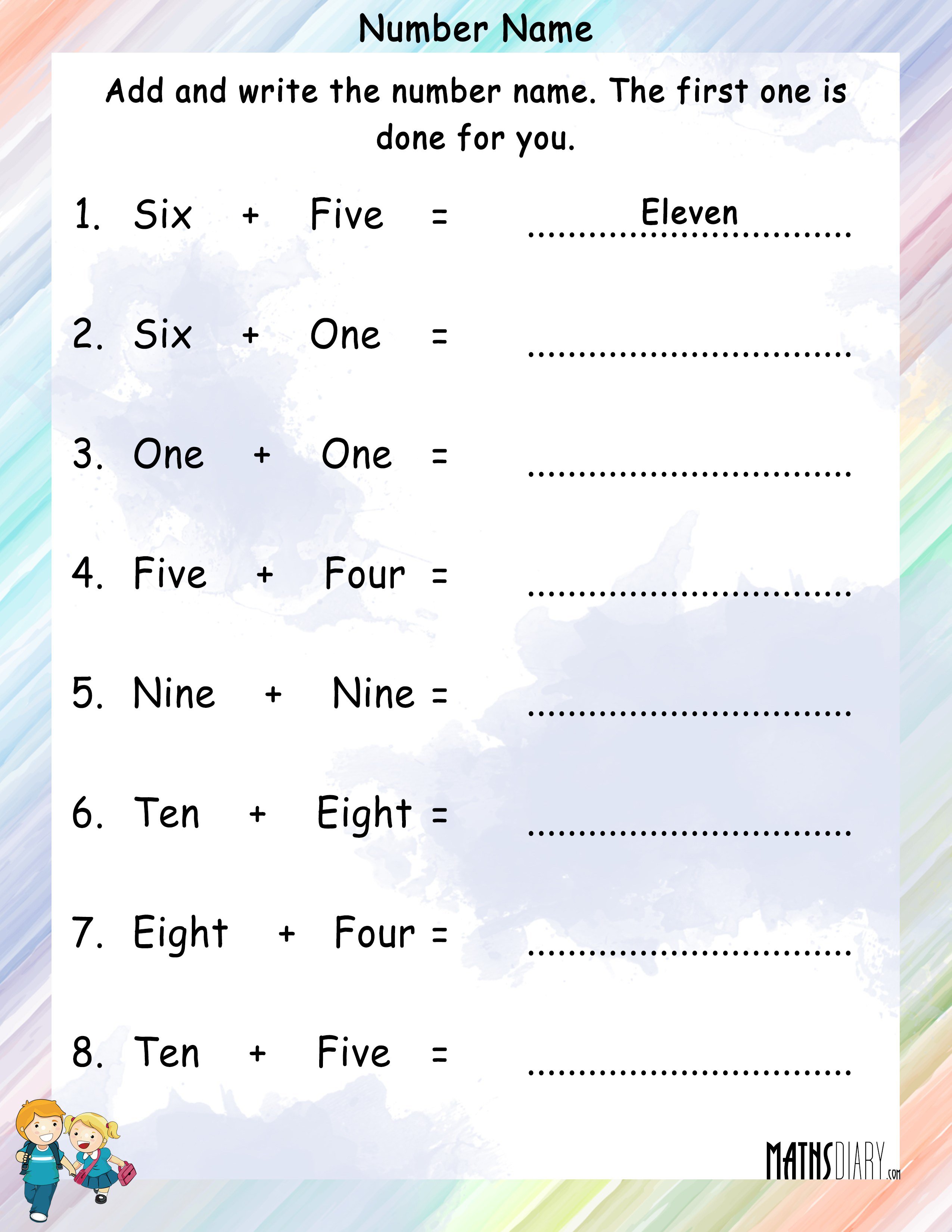 Collection Of Math Worksheets For Grade 1 Number Names