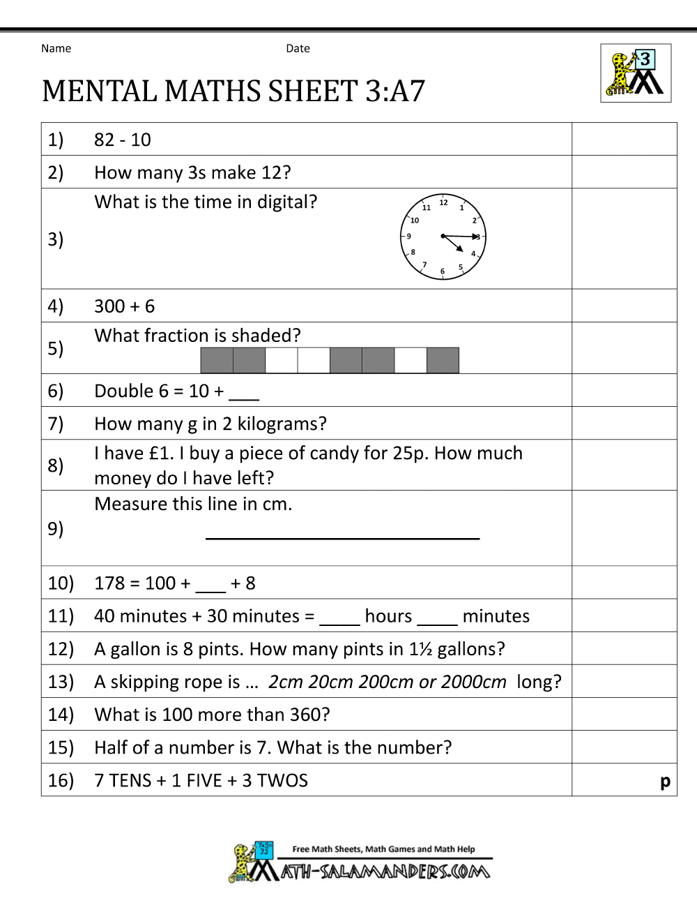 Collection Of Maths Addition Worksheets Year 7