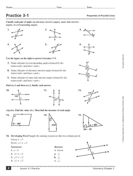 Collection Of Properties Of Parallel Lines Worksheet