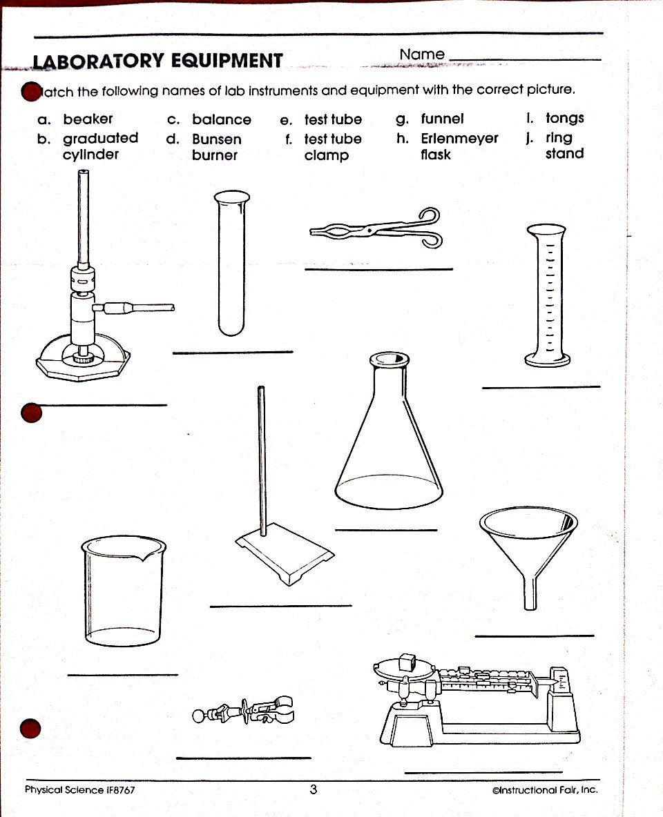 Collection Of Worksheet Science Lab Equipment