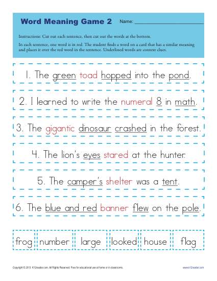 Context Clues Worksheets For 1st Grade