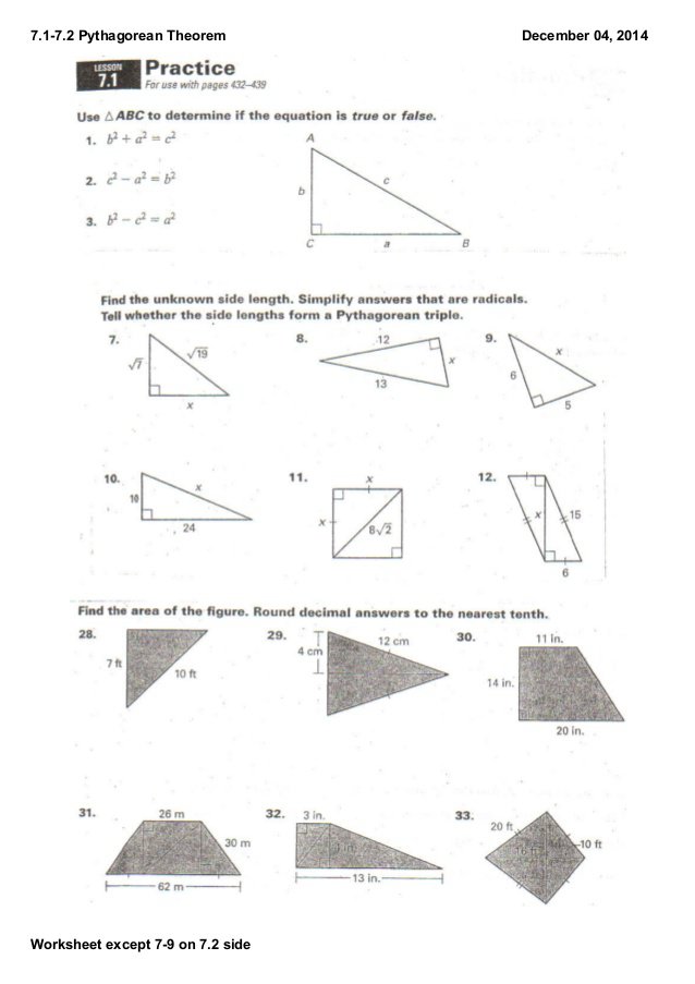 Converse Of The Pythagorean Theorem Worksheets