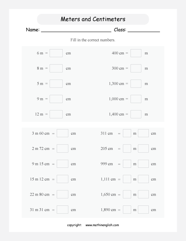 Conversion Of Centimeters In Meters And Vice Versa Great Mat Free