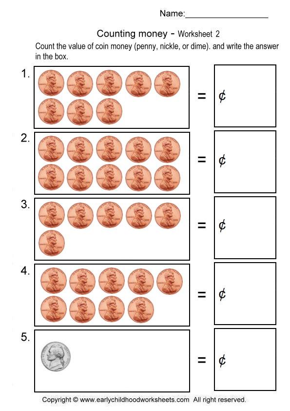 Counting Pennies And Nickels Worksheets For Kindergarten 396177