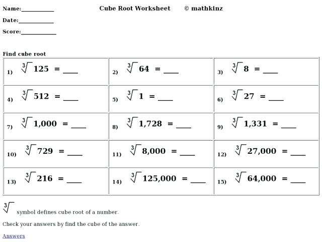 Cube Root And Square Root Worksheet The Best Worksheets Image