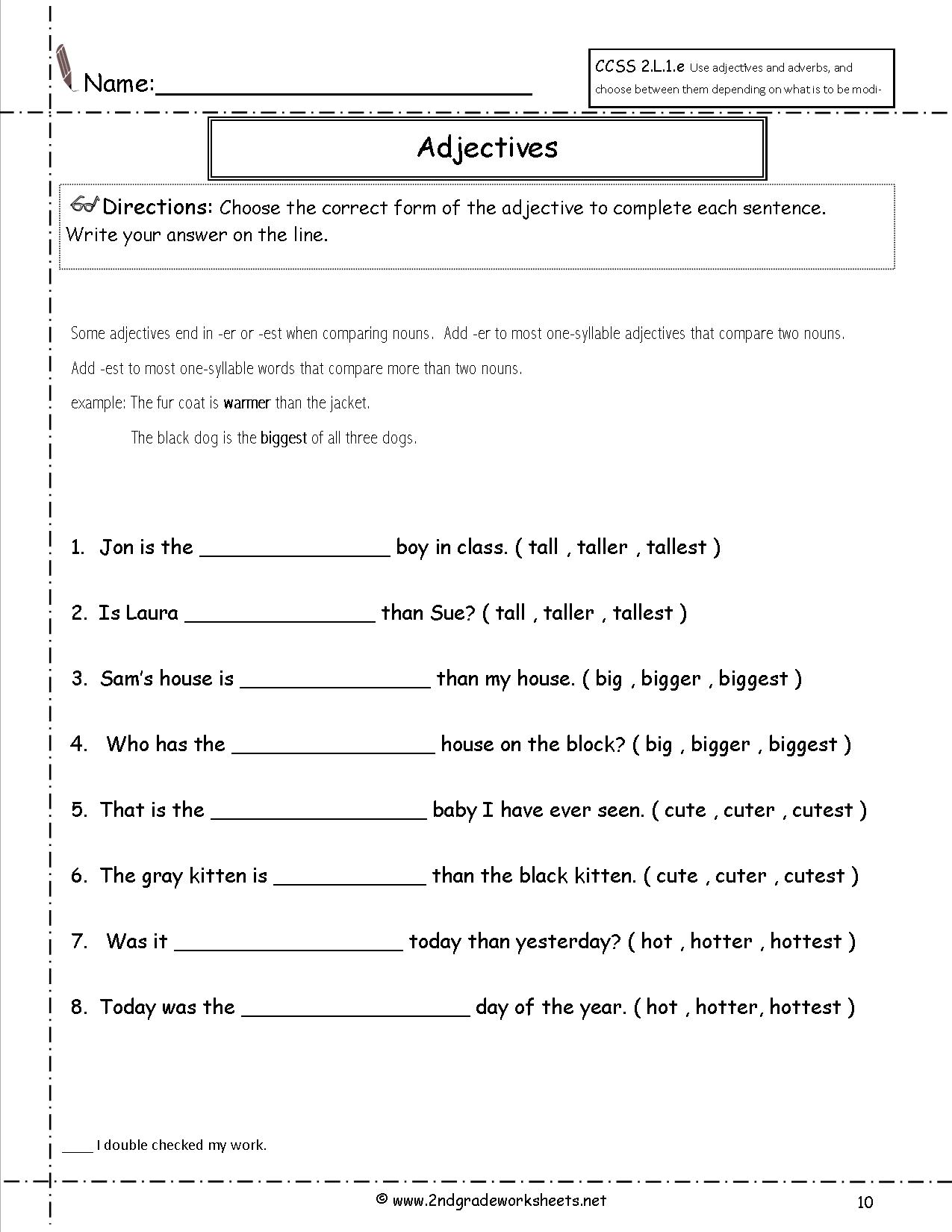 Describing Words Worksheet For Grade 1