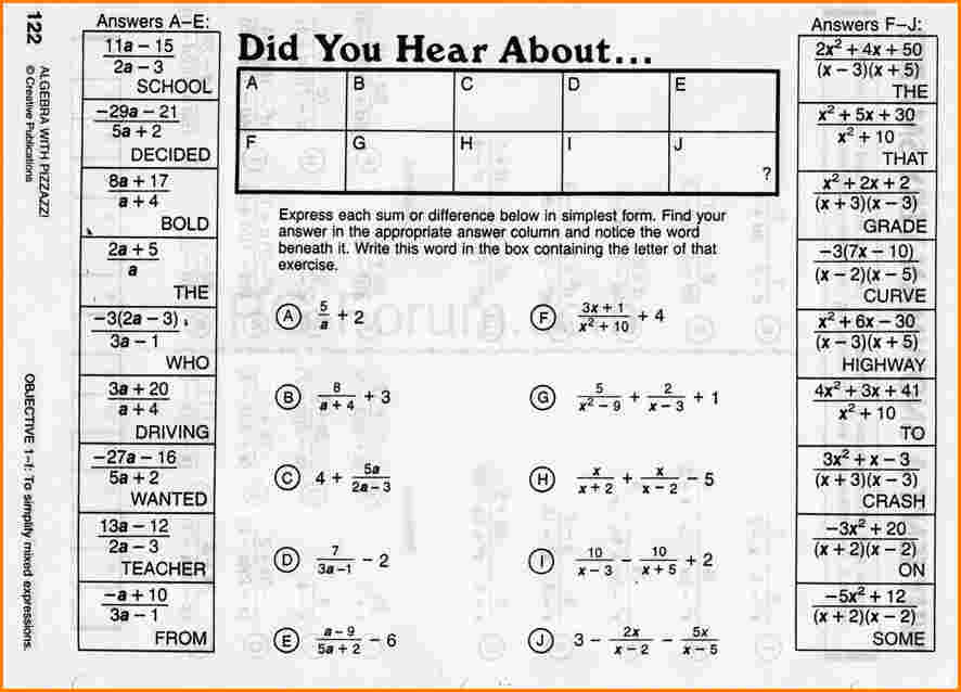 Did You Hear About Math Worksheet Answer Key Homework Did You Hear