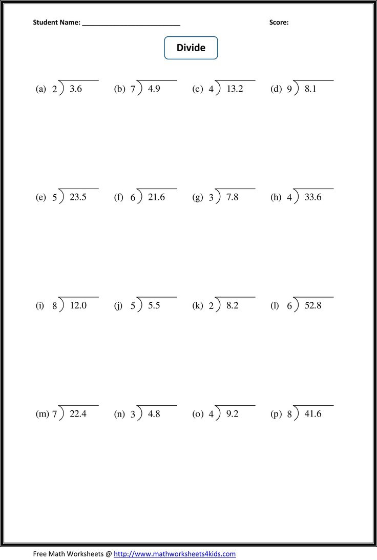 Dividing Decimals Worksheet 6th Grade The Best Worksheets Image
