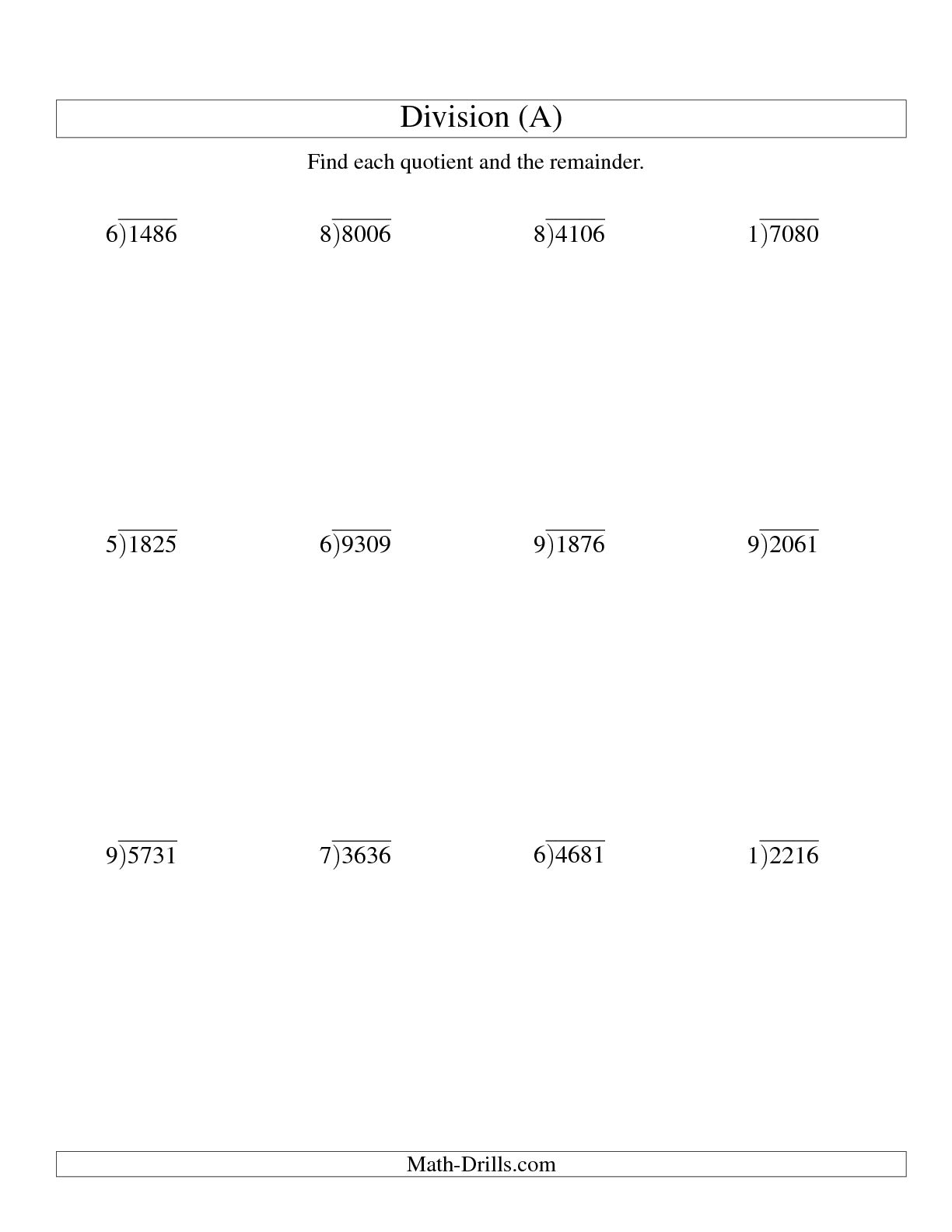 Division Worksheets 3 Digit By 1 Digit Choice Image
