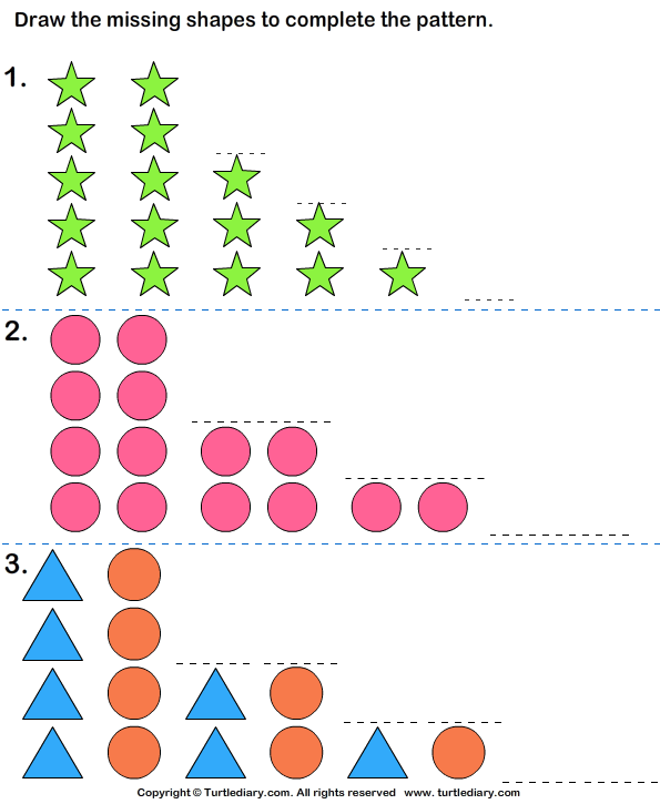 Draw The Shape That Goes Next In Each Pattern Worksheet