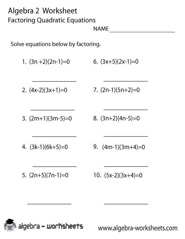 Factoring Worksheet Algebra 2 The Best Worksheets Image Collection