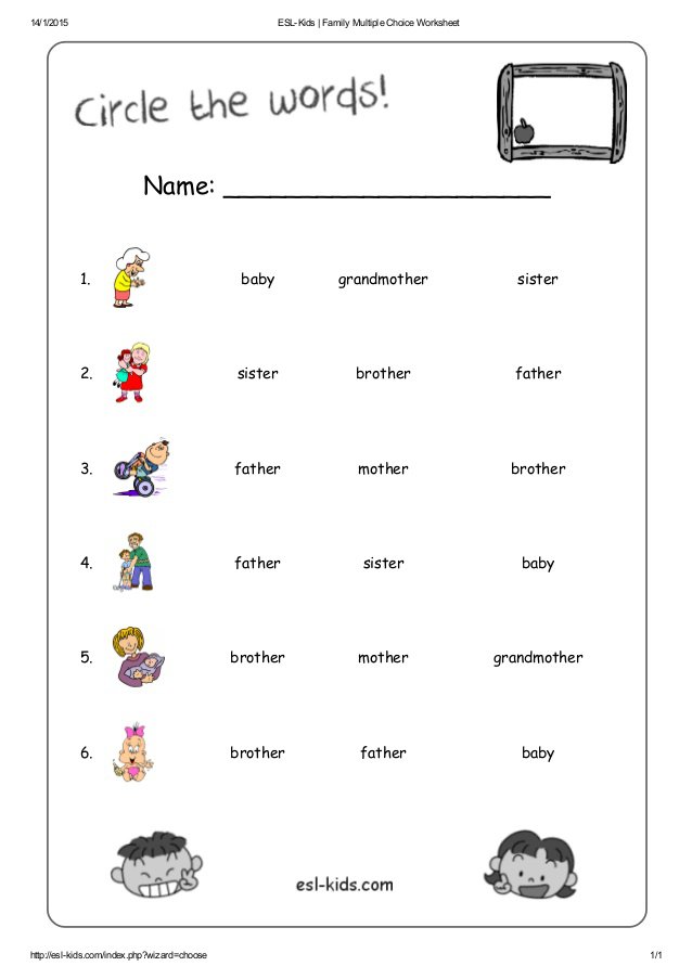 Family Members Worksheets For Preschool 403532