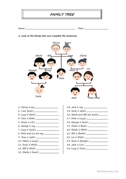 Family Tree Worksheet