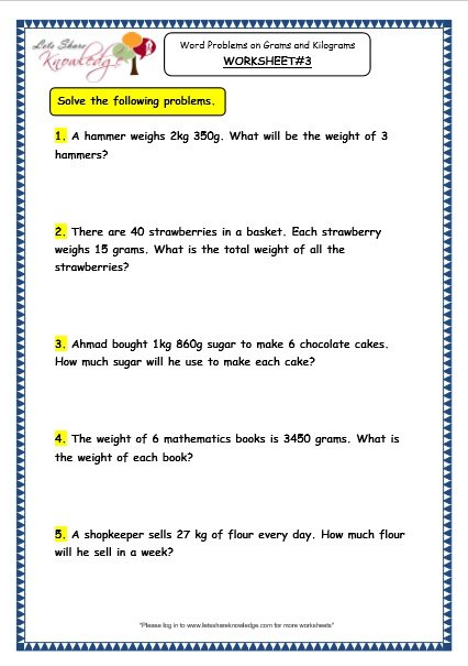 Fascinating Maths Worksheet Grade 3 Word Problem For Grade 3 Maths