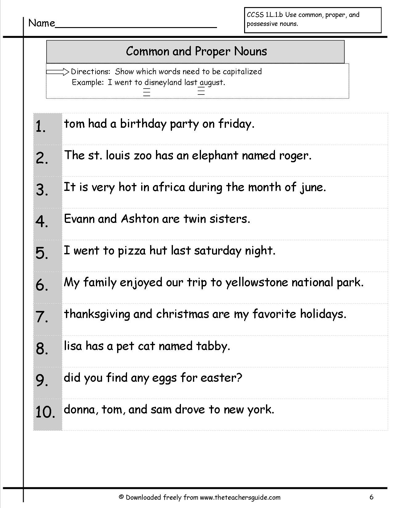 Find Common And Proper Noun Worksheets The Best Worksheets Image