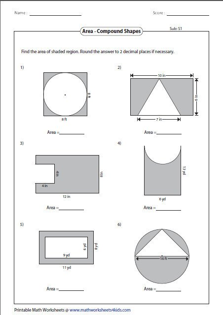 Finding Area Of Shaded Region Worksheet Best Of Area Shapes