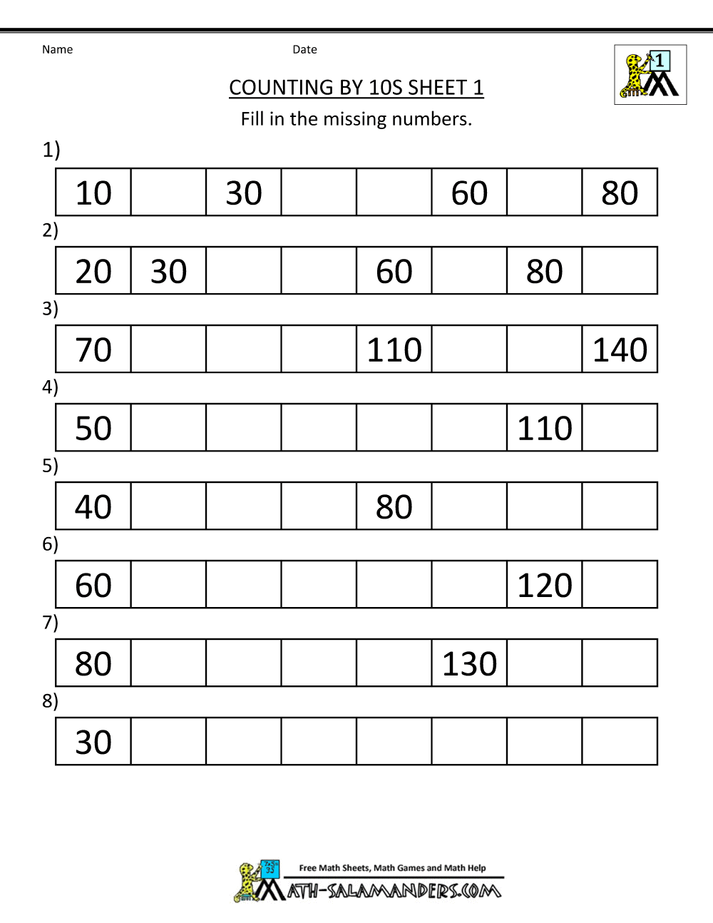 First Grade Math Worksheets Counting Backwards 424954