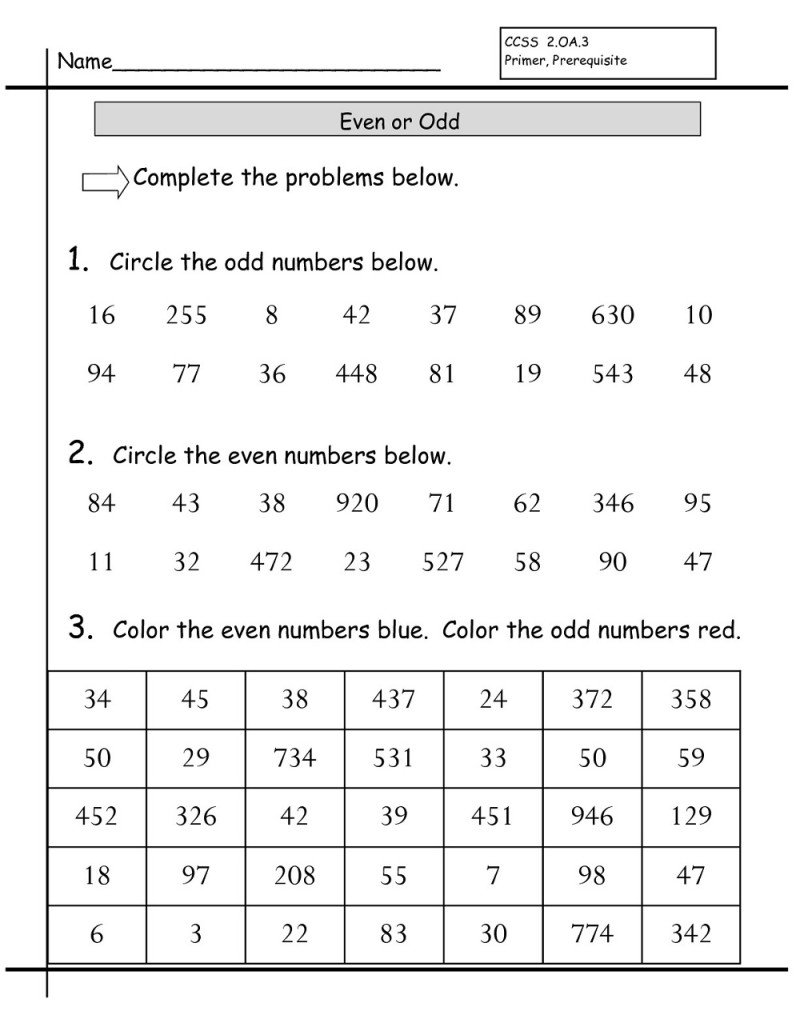 First Grade Math Worksheets Odd And Even Numbers 30532