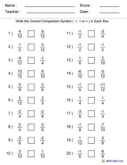 Fractions Worksheets 5th Grade