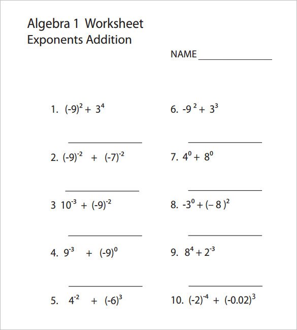 Free Algebra Worksheets 10 College Algebra Worksheet Templates | Free ...