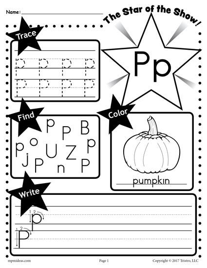 Free Letter P Worksheet  Tracing, Coloring, Writing & More