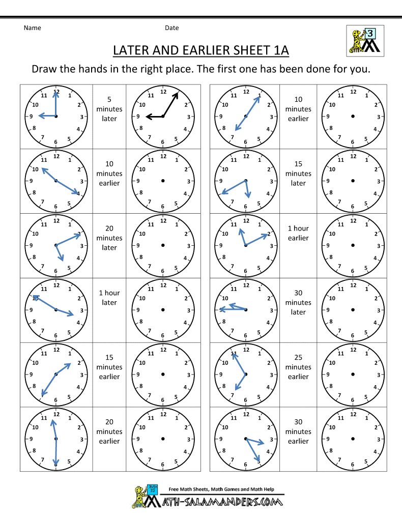 Free Printable Math Worksheets On Telling Time 96720
