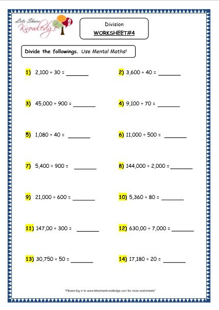 Grade 4 Maths Resources (1 7 5 Dividing By Multiples Of 10