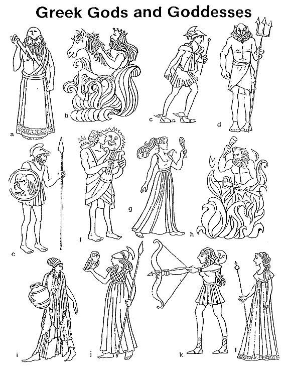 Greek Gods And Goddesses Sketches