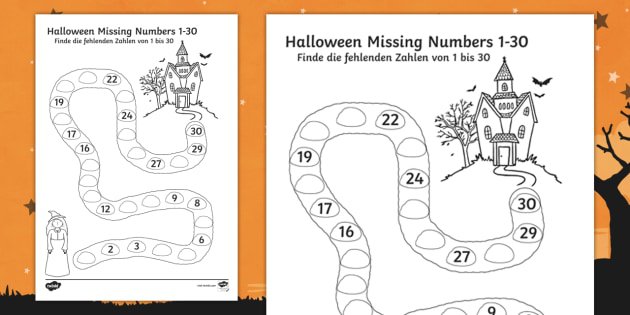 Halloween Spooky House Missing Numbers To 30 Worksheet
