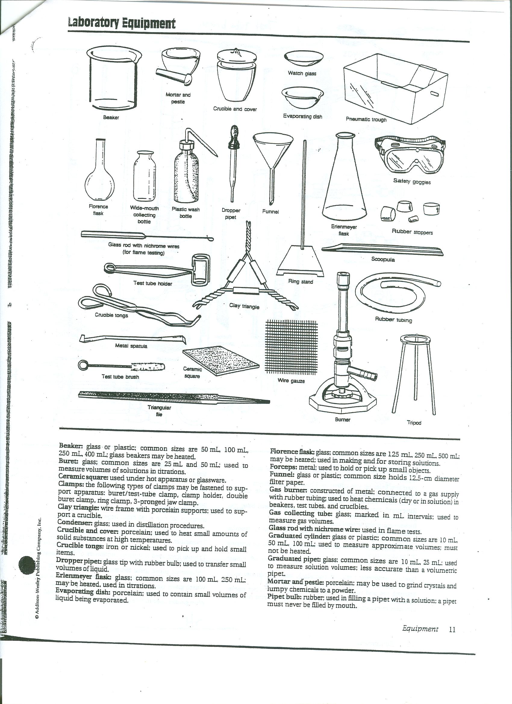 Laboratory Equipment Worksheet Answer Key