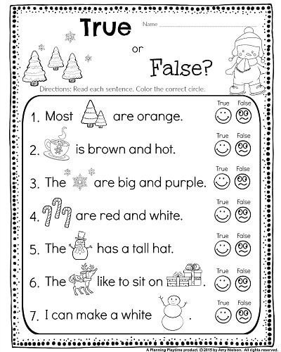 Kindergarten Math And Literacy Worksheets For December