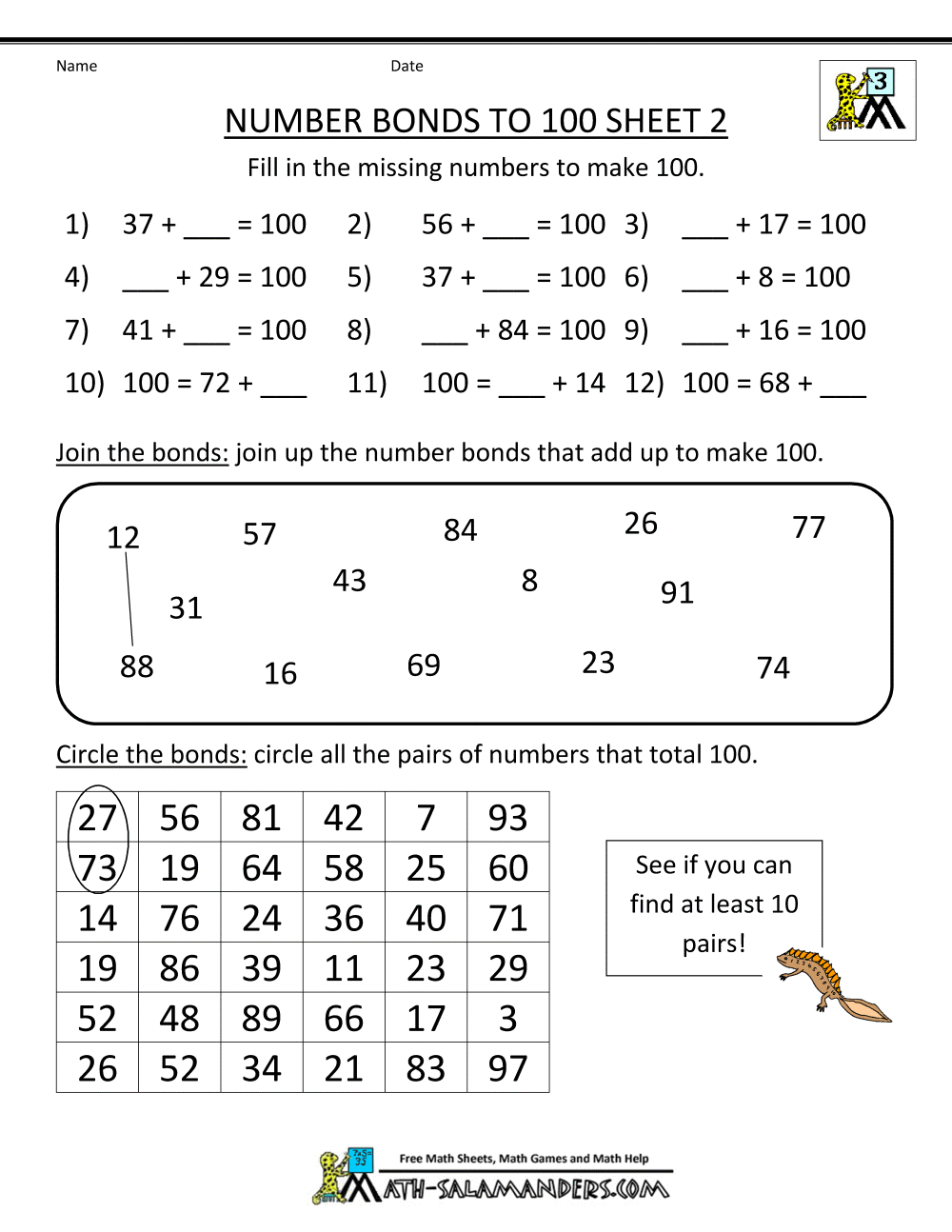 Kindergarten Math Worksheet Number Bonds The Best Worksheets Image
