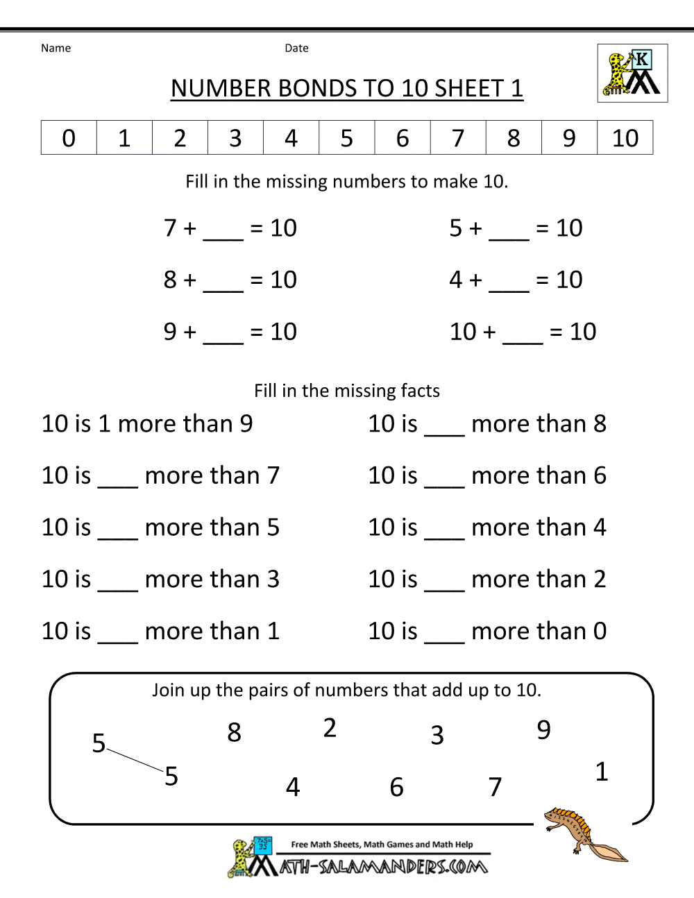 Kindergarten Math Worksheet Number Bonds The Best Worksheets Image