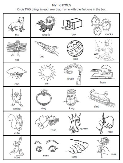Kindergarten Worksheets Rhyming Words The Best Worksheets Image