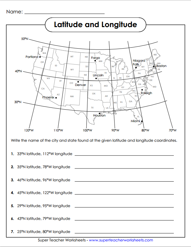 Latitude And Longitude Worksheets Latitude And Longitude Worksheet