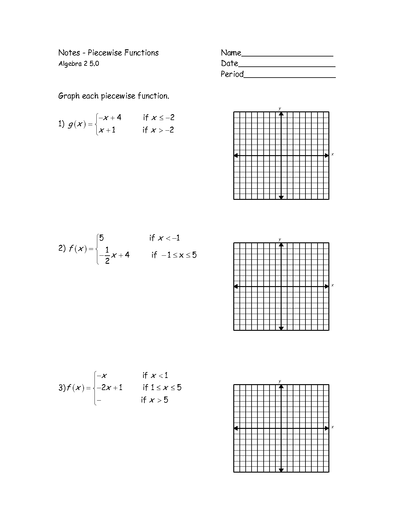 Lf 19 Piecewise Functions Mathops Function Worksheet