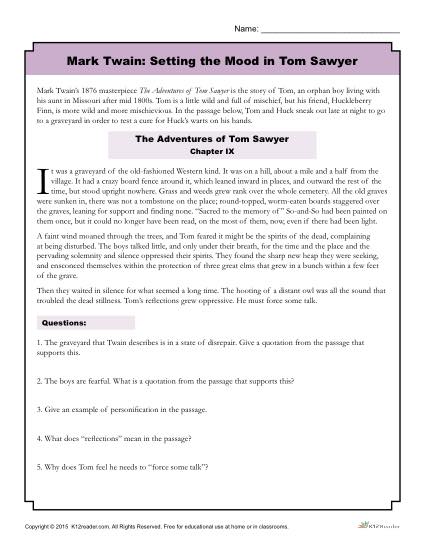 Mark Twain  Setting The Mood In Tom Sawyer