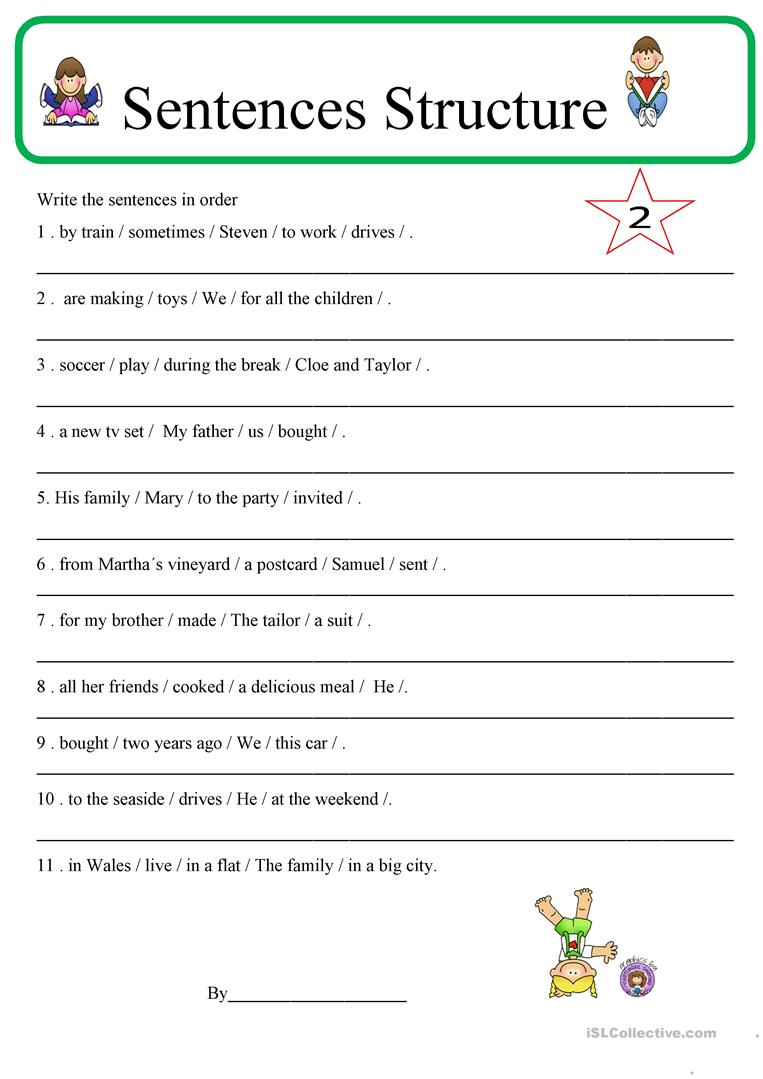 Math  Sentence Structure Worksheets Free  Rd Grade Sentence